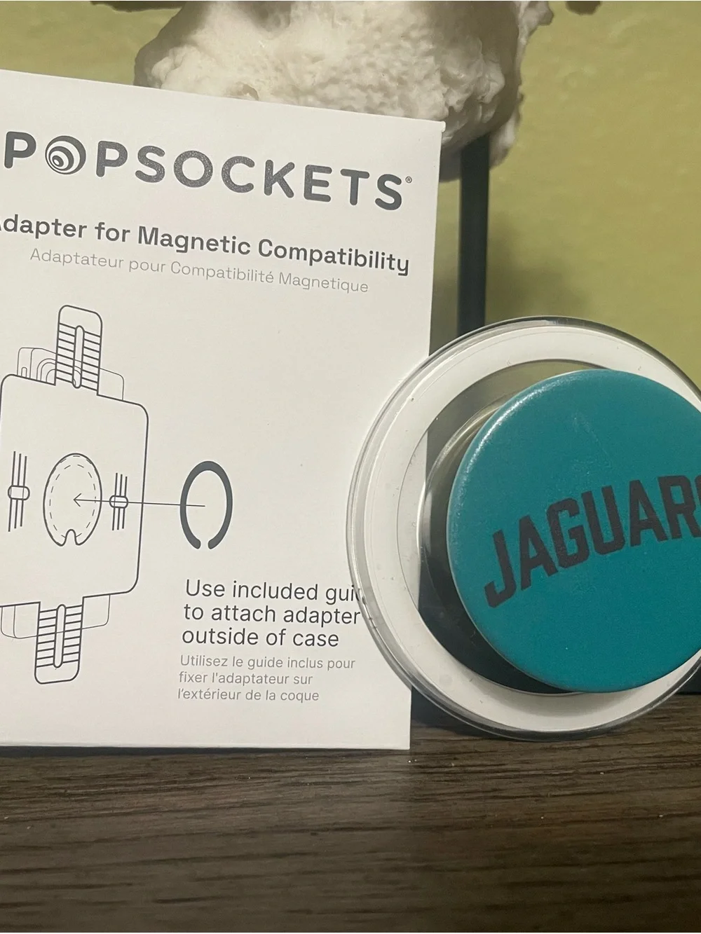 PopSocket Magnetic Adapter with Teal 'JAGUAR' PopGrip